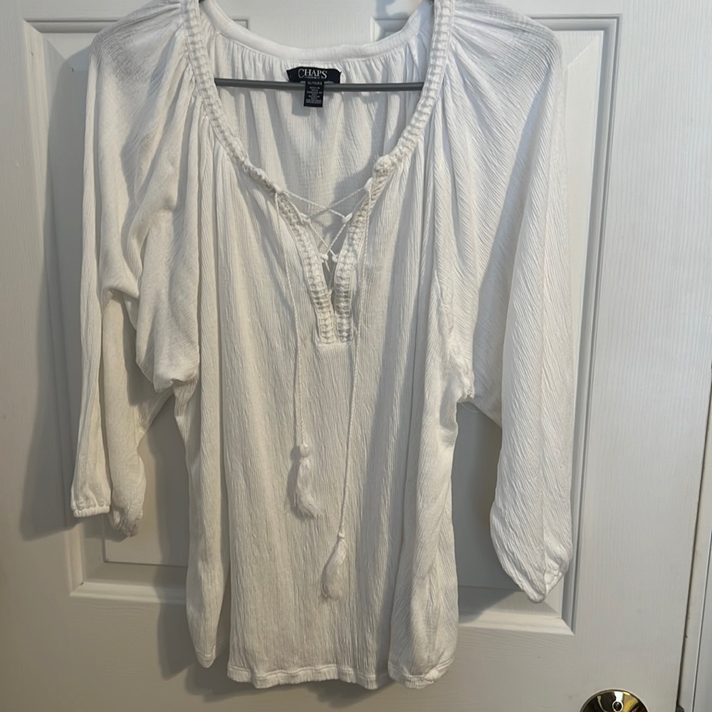 CHAPS by Ralph Lauren XL white boho top